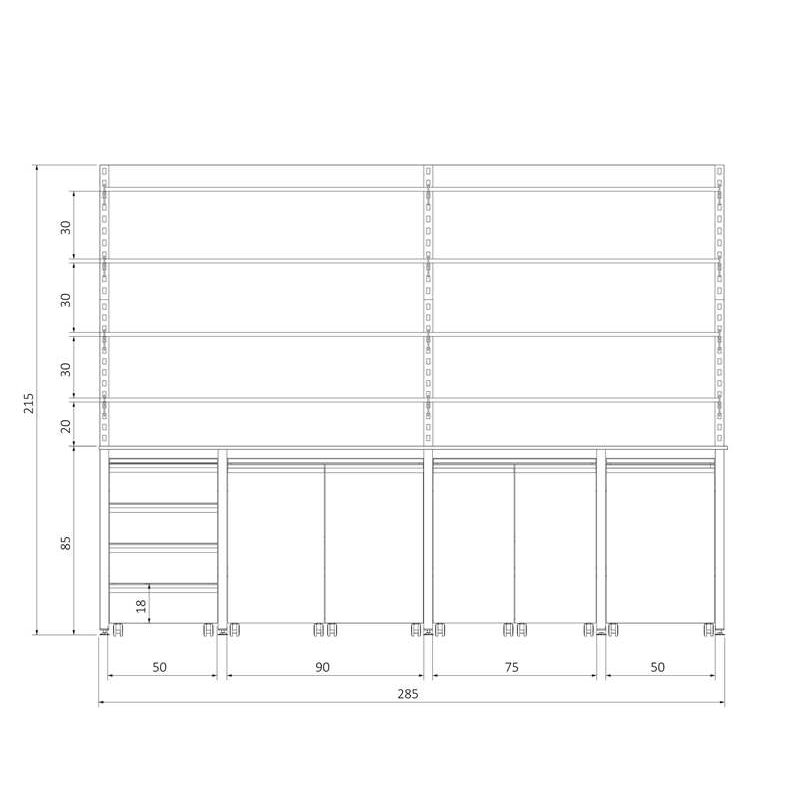KLT-HUBR28075 H FRAME ÜSTÜ BOYDAN RAFLI KENAR TEZGAH (2)