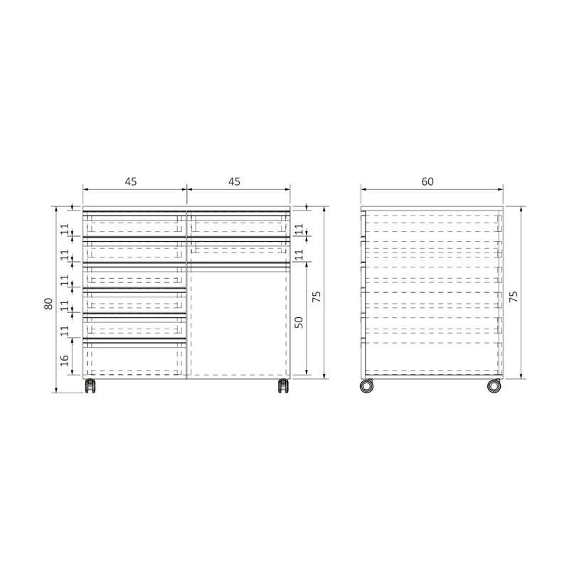AD-T1K8C906075 TEKERLEKLİ TEK KAPAKLI SEKİZ ÇEKMECELİ ALT DOLAP (5)